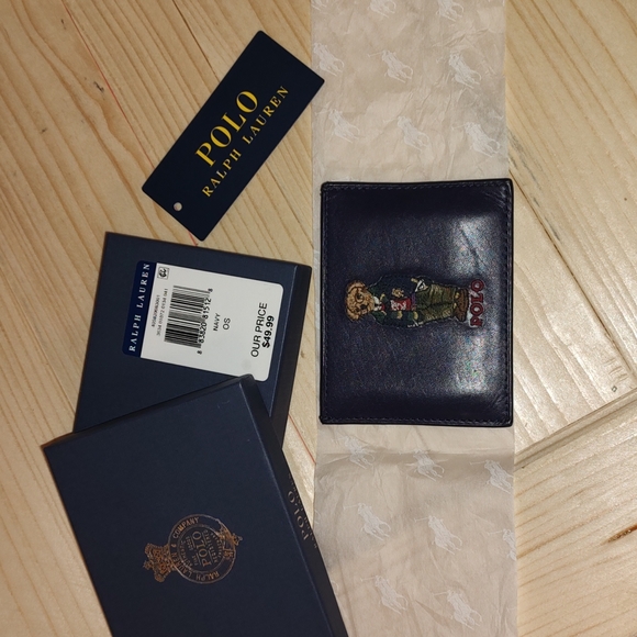Polo Ralph Lauren Other - 🧸Polo Bear blue leather card wallet/case